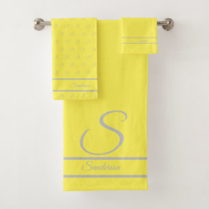 Monogramme moderne élégant jaune et gris