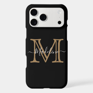 Monogramme Moderne Élégant Noir Or