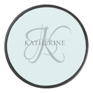 Monogramme moderne élégant Script Aqua Blue