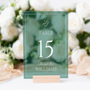 Monogramme moderne Emerald Green Mariage Numéro de