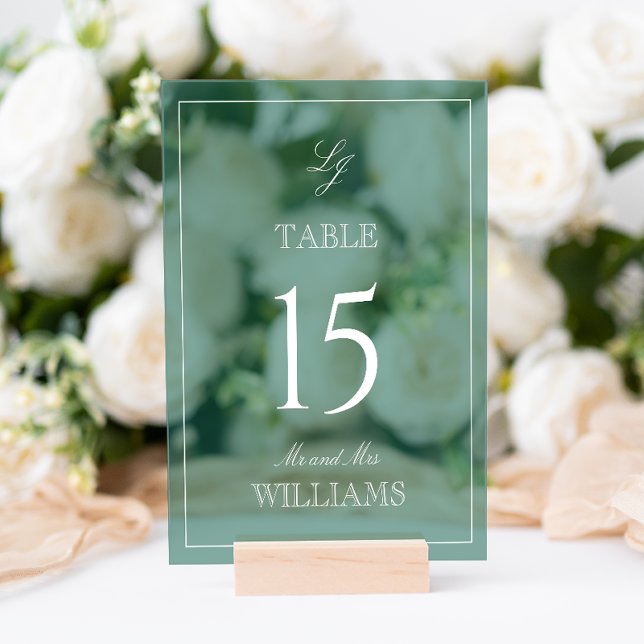 Monogramme moderne Emerald Green Mariage Numéro de (Wedding Table Number!
)