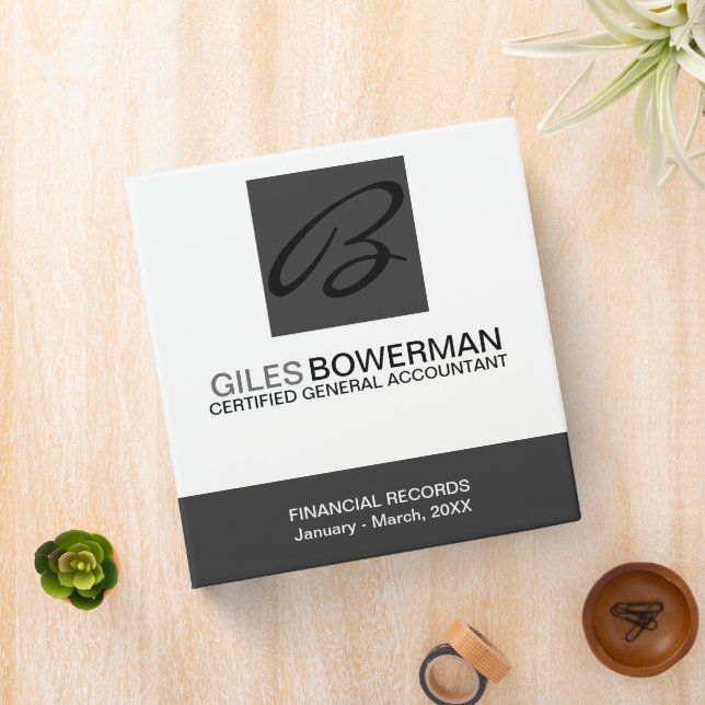 Monogramme moderne et élégant Classeur de 1,5 po (In Situ)