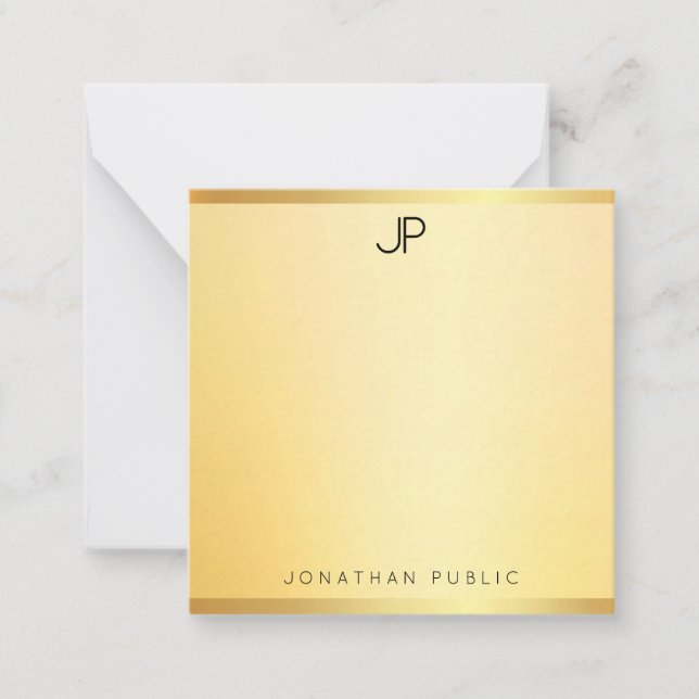 Monogramme moderne Faux Or Élégant Modèle Simple (Devant)