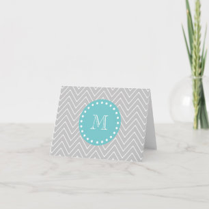 Monogramme moderne gris et turquoise de coutume de