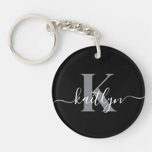 Monogramme moderne gris noir script