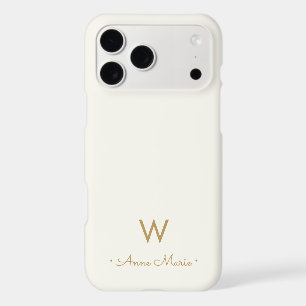 Monogramme Moderne Gris Or Script