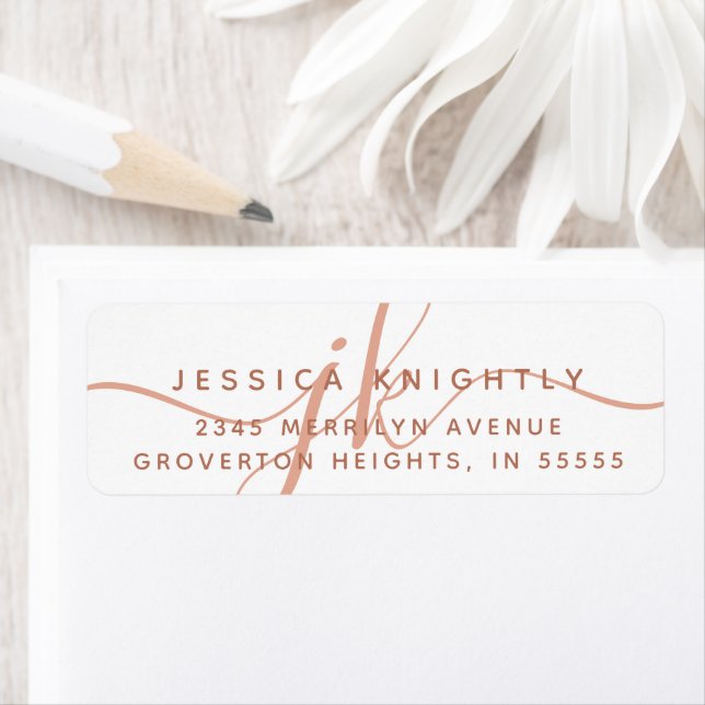 Monogramme moderne Initiales de script Terracotta (En situation)