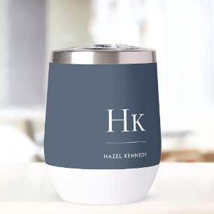 Monogramme Moderne Minimaliste Élégant Bleu Nuit B