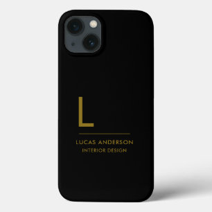 Monogramme moderne minimaliste noir et blanc Coque