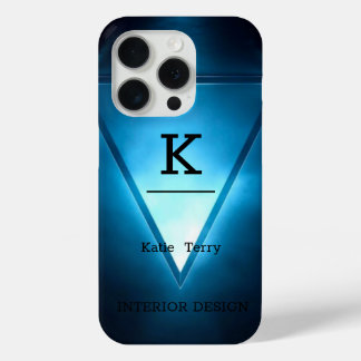 Monogramme moderne minimaliste noir et bleu Coque
