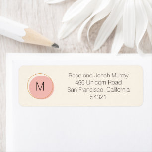 Monogramme moderne minimaliste rose Adresse de ret
