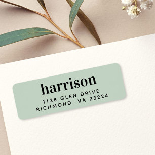 Monogramme moderne minimaliste Sage vert Adresse d