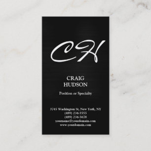 Monogramme moderne noir blanc gris Carte de visite