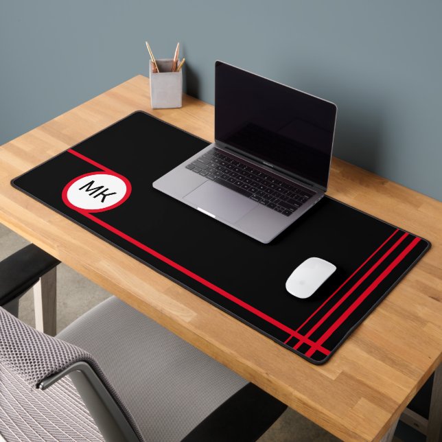 Monogramme moderne noir et rouge (Bureau 2)