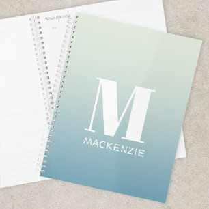 Monogramme moderne Nom initial Turquoise Aqua Grad