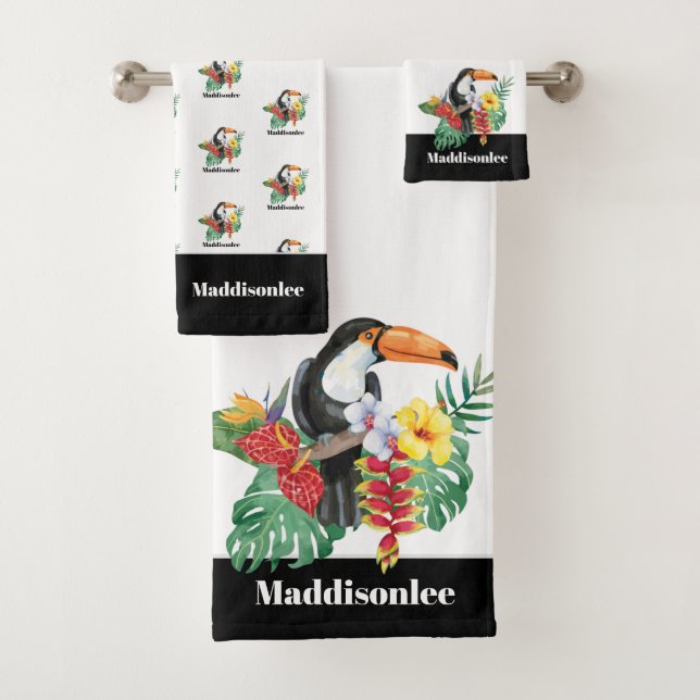Monogramme moderne Nom noir couleur Toucan (En situation)