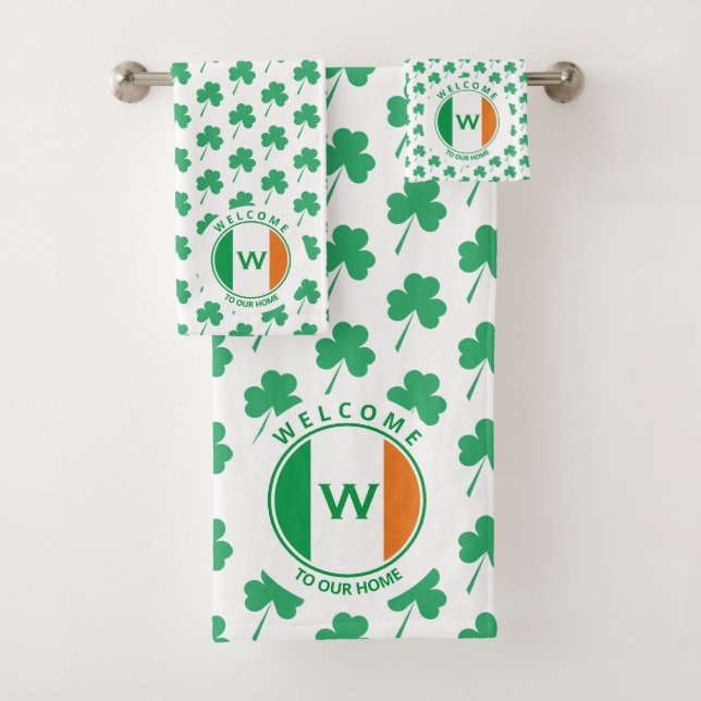 Monogramme moderne Nom Shamrock drapeau irlandais (En situation)