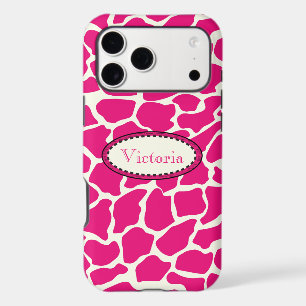 Monogramme moderne rose et ivoire Giraffe Motif
