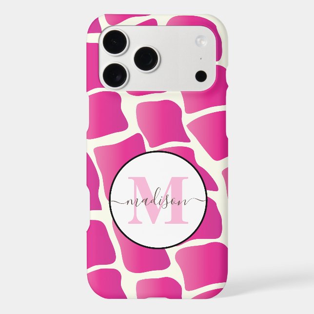 Monogramme moderne rose et ivoire Giraffe Motif (Verso)