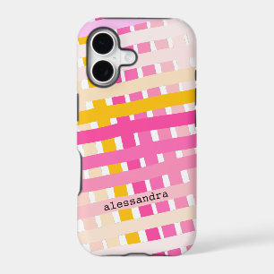 Monogramme Moderne Rose Jaune Carreaux Plaid Rayur