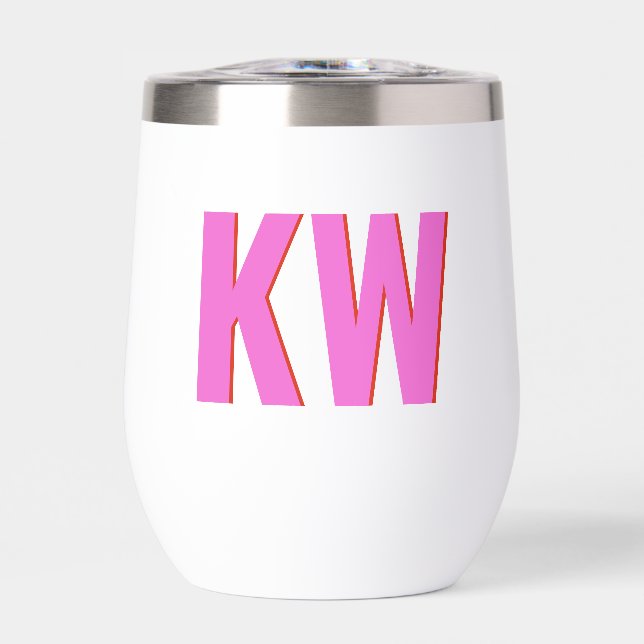 Monogramme moderne rose rouge ombre Personnalisé (Avant)