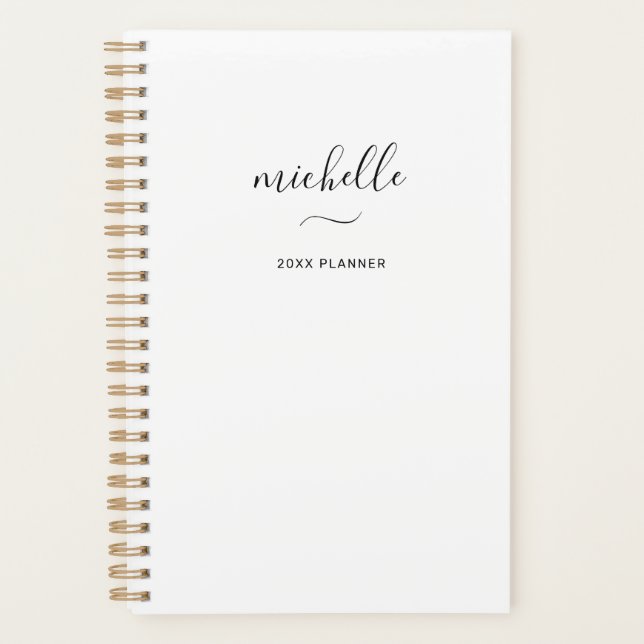 Monogramme moderne Script blanc mensuel hebdomadai (Devant)