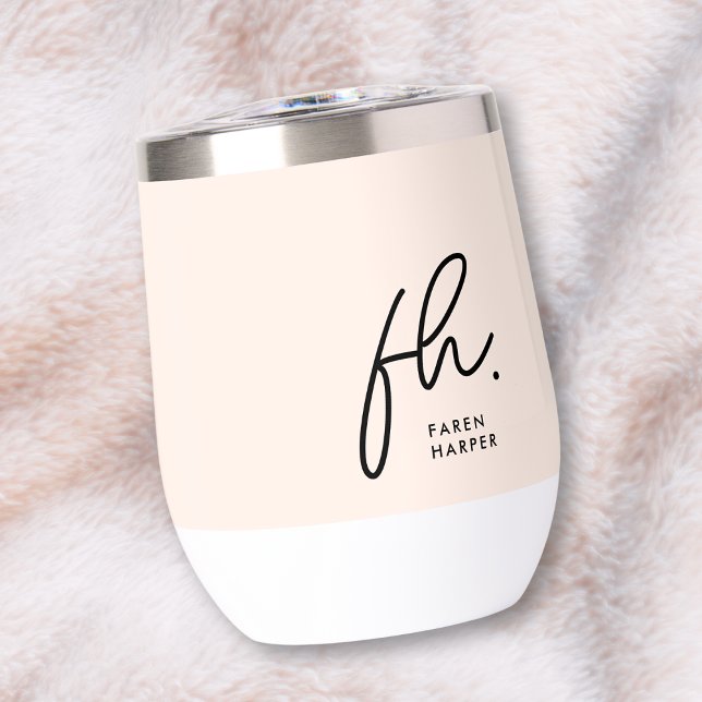 Monogramme Moderne Script Blush Rose Chic Monogram (Créateur téléchargé)