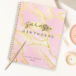Monogramme moderne Script Chic Girl rose or huile