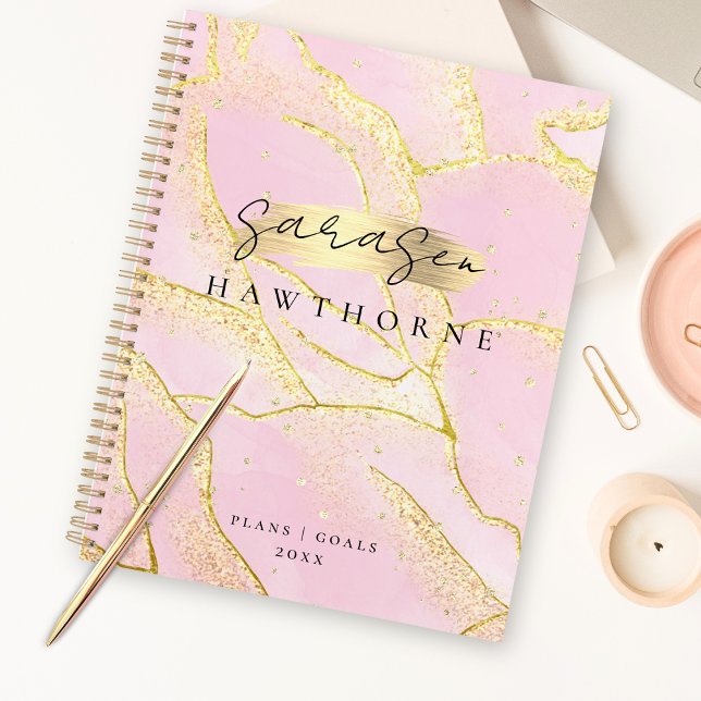 Monogramme moderne Script Chic Girl rose or huile (Créateur téléchargé)