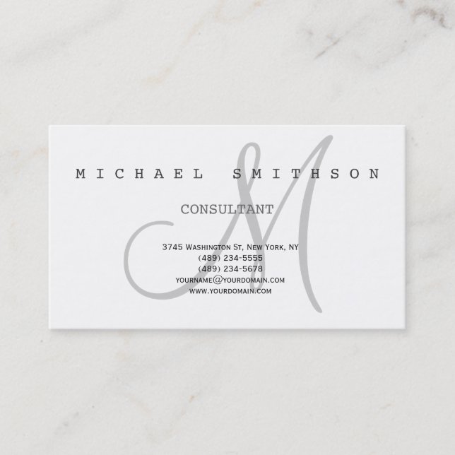 Monogramme Moderne Simple Consultant Carte de visi (Devant)