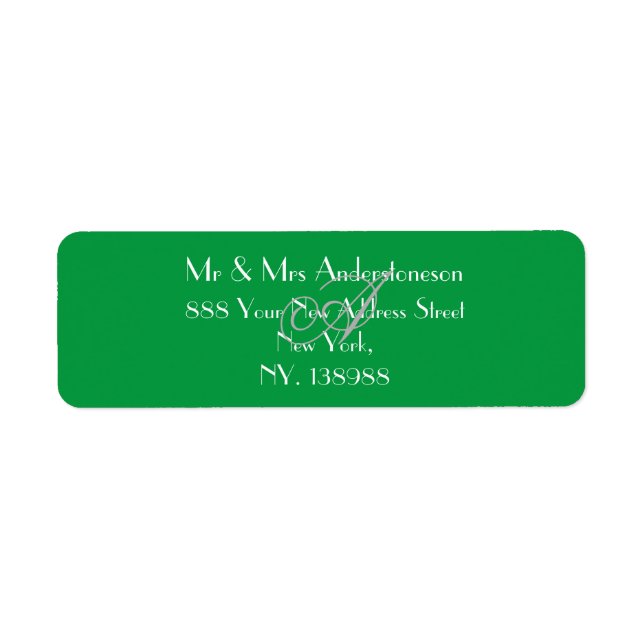 Monogramme Moderne Simple Cool Vert Adresse de ret (Devant)