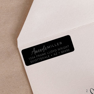 Monogramme moderne simple noir Adresse de retour