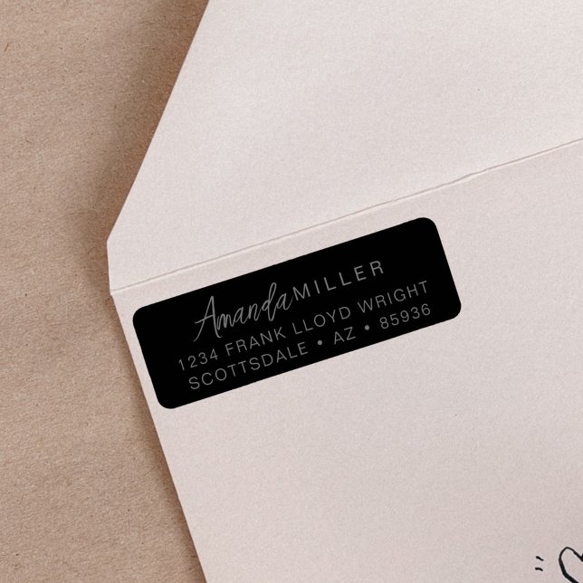 Monogramme moderne simple noir Adresse de retour (Créateur téléchargé)