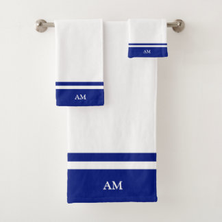 Monogramme Moderne sur Bleu et Blanc