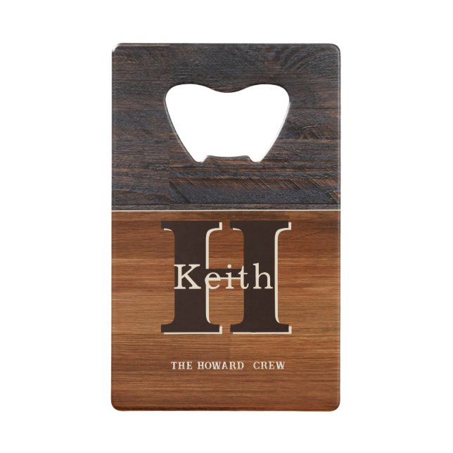 Monogramme moderne Tonton de bois rustique Brown (Devant)