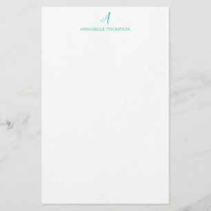 Monogramme moderne Turquoise Papeterie personnelle