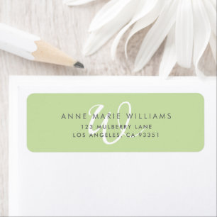 Monogramme Moderne Uni Vert Clair Blanc Script