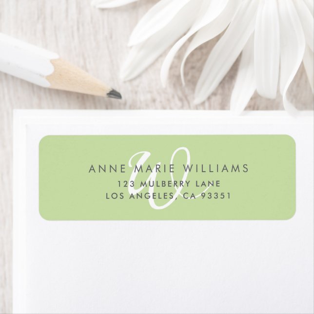 Monogramme Moderne Uni Vert Clair Blanc Script (En situation)