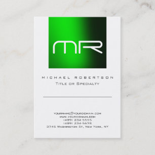 Monogramme moderne vert blanc mignon Carte de visi