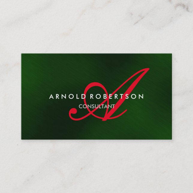 Monogramme moderne Vert Carte de visite tendance (Devant)