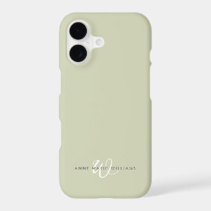 Monogramme Moderne Vert Sauge Blanc
