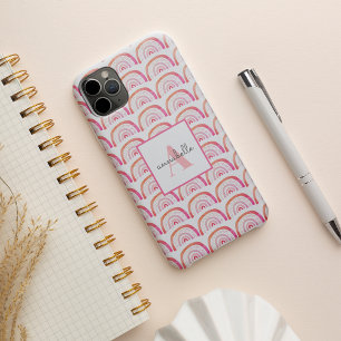 Monogramme motif arc-en-ciel rose pêche personnali