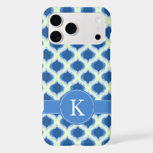 Monogramme Motif bleu vert Ikat Ogee