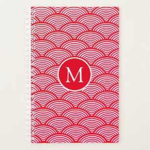 Monogramme Motif de pétoncle rouge et blanc