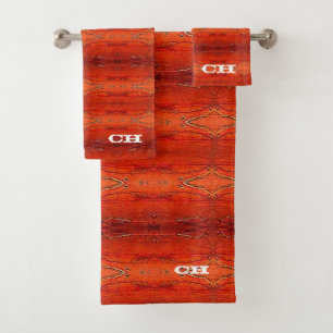 Monogramme motif rayures aztèques orange rustique