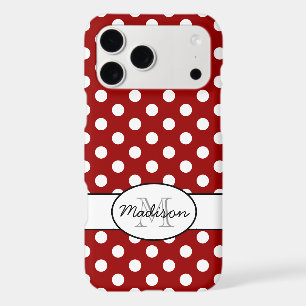 Monogramme motif rétro à pois rouges et blancs mig