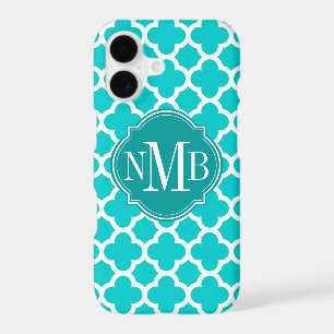 Monogramme Motif Turquoise Quatrefoil
