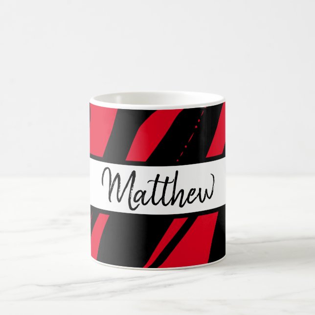 Monogramme Mug Zebra Rouge noir et blanc Cadeau (Centre)