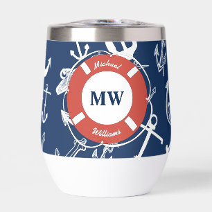 Monogramme nautique Ancre bleu marine Motif