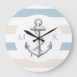 Monogramme Nautique Horloge de la Décoration Mur